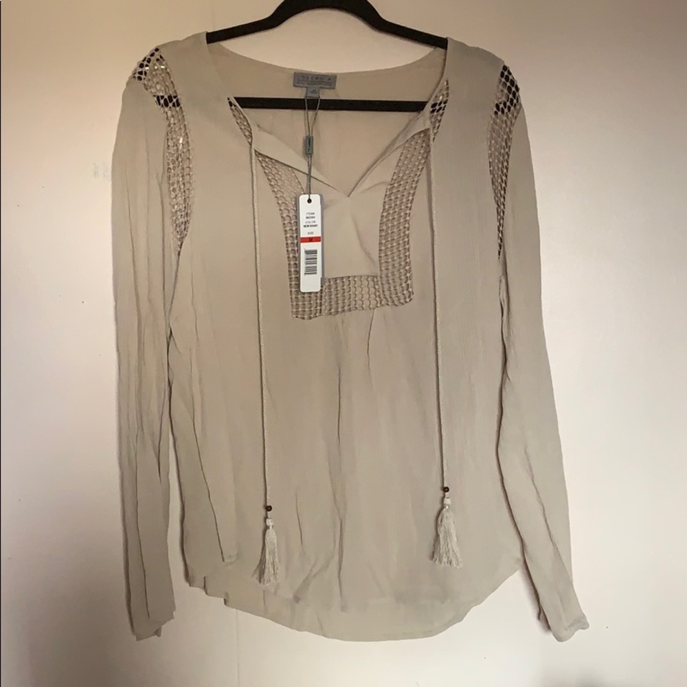 Tan long sleeve blouse